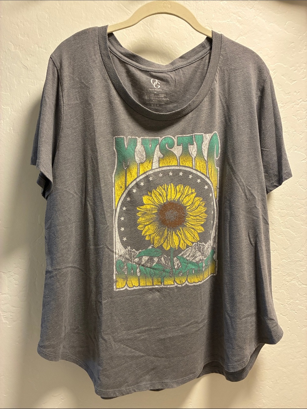 Mystic Sunflower Graphic Tee - Gray Size 2X